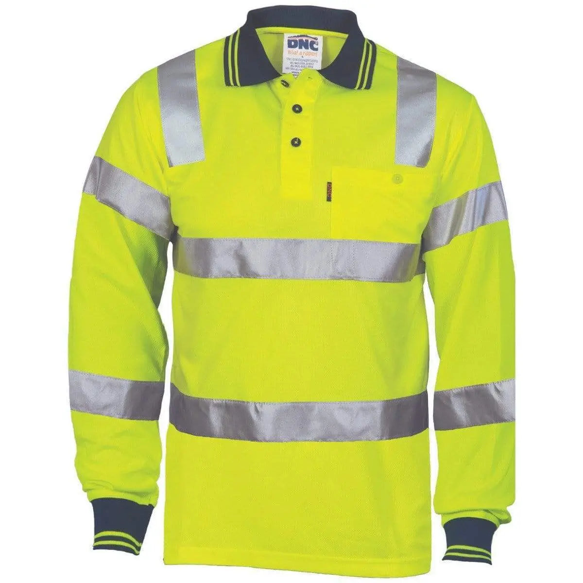 Dnc Workwear Hi-vis Bio-motion Taped L/s Polo - 3713 Metro Workwear.